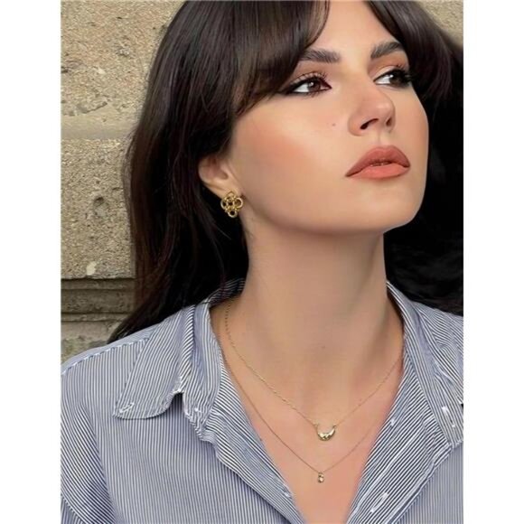 18K Gold Plated Korean Knot Earrings | Lightweight Hypoallergenic Studs - Picture 5 of 5